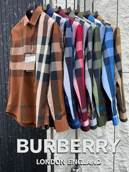 Burberr y 2 Blue Checks Premium Shirt With Original Bo_X Packing