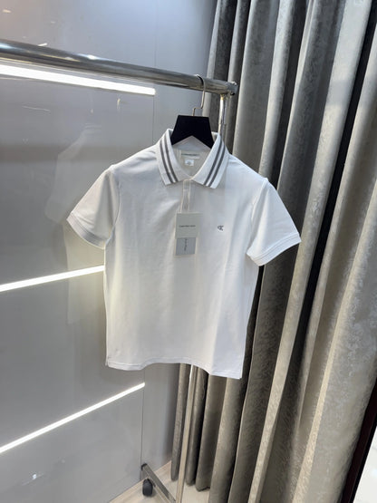 Calvin  Klein WhiteEmbroidery Logo Premium Polo T-Shirt