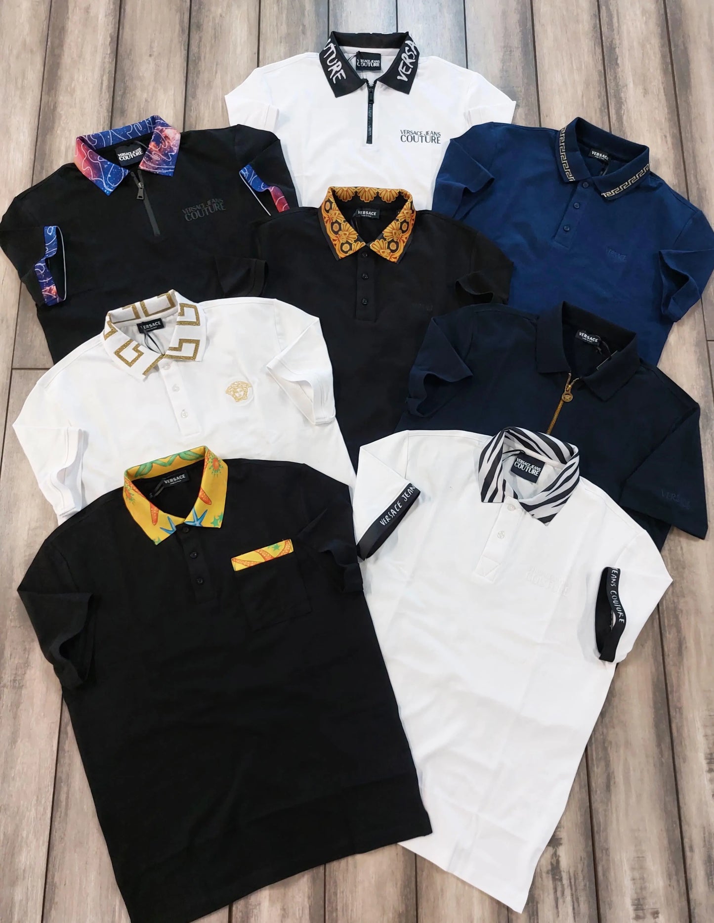 Versace Couture Navy Blue Zip Imported Polo T-Shirt