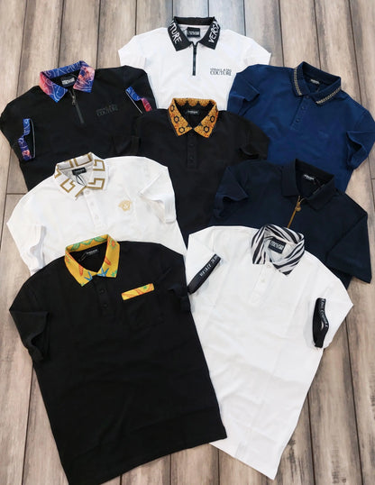 Versace Couture Navy Blue Zip Imported Polo T-Shirt