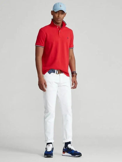 Ralph  Lauren Red Embroidery Logo Premium Polo T-Shirt