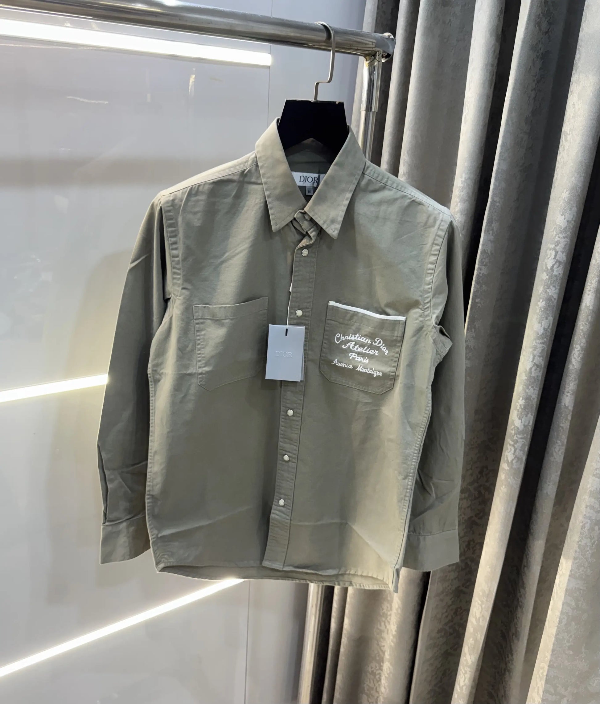 Christian Dior teal Green Embroidery Logo Premium Shirt