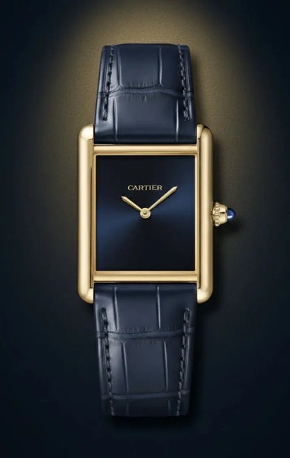 Cartier Tank Louis Watch Blue with Croco Strap