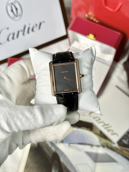 Cartier Tank Louis Watch Black with Croco Strap