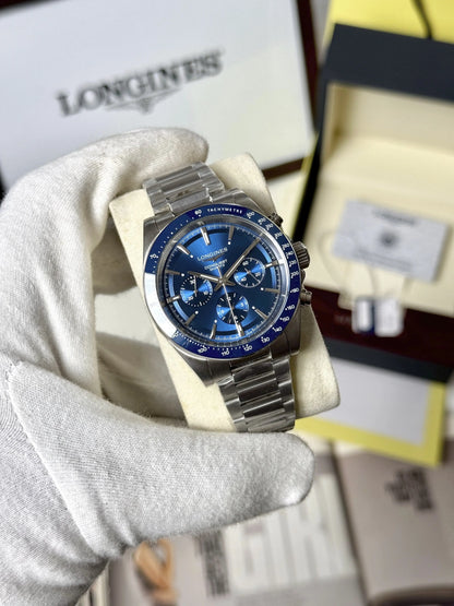 Longines Conquest Chronograph Silver Blue