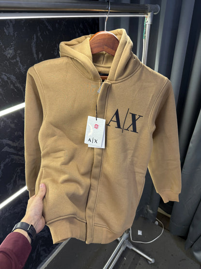 Arman i Exchang e Zipper Pull Over Hoodie (Brown)