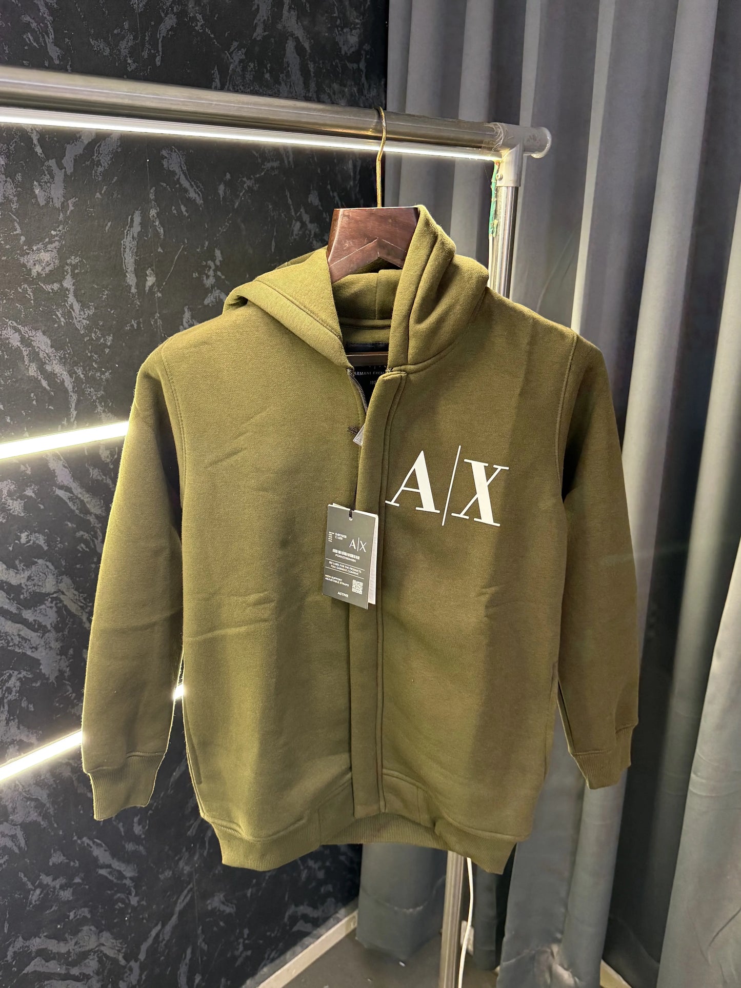 Arman i Exchang e Zipper Pull Over Hoodie (Olive)
