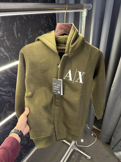 Arman i Exchang e Zipper Pull Over Hoodie (Olive)