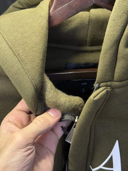 Arman i Exchang e Zipper Pull Over Hoodie (Olive)