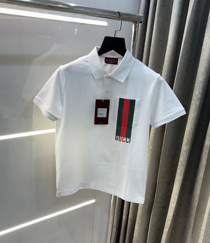 Gucc i White Logo Work Imported Polo T-Shirt