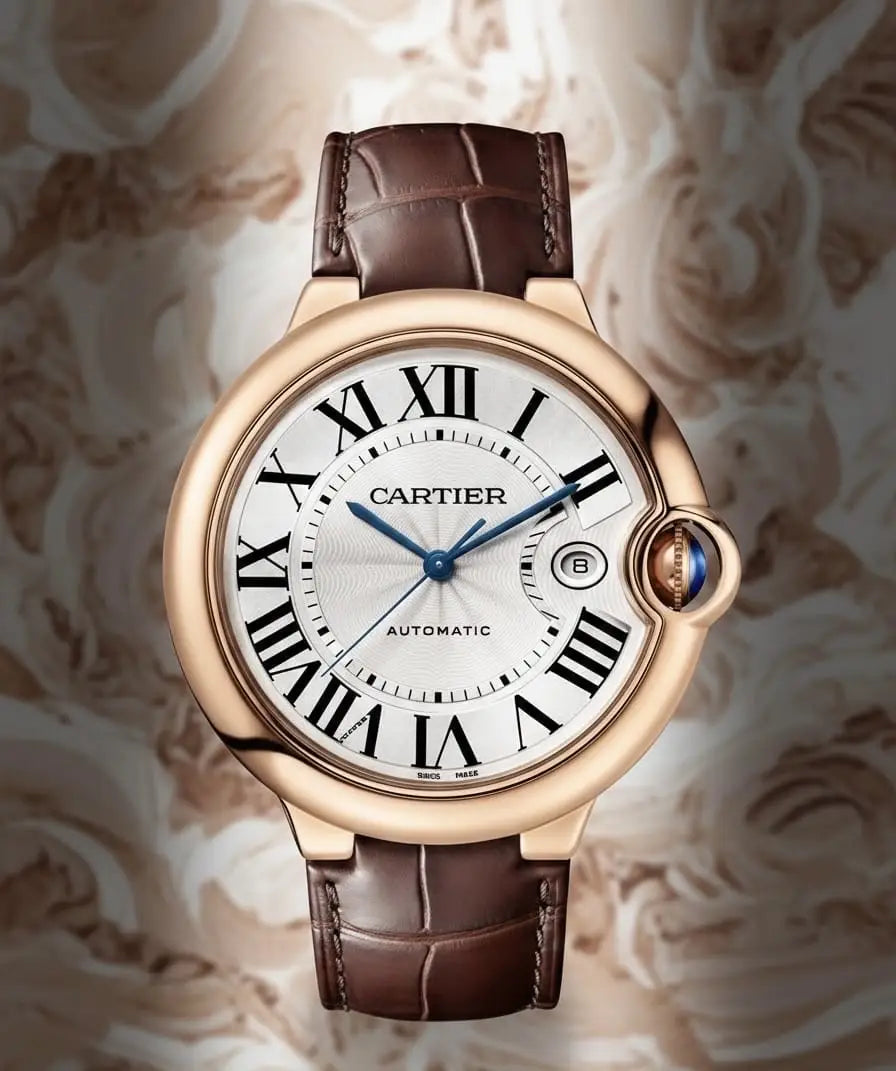 CARTIER BALLON BROWN ROSEGOLD WITH CROCO STRAP