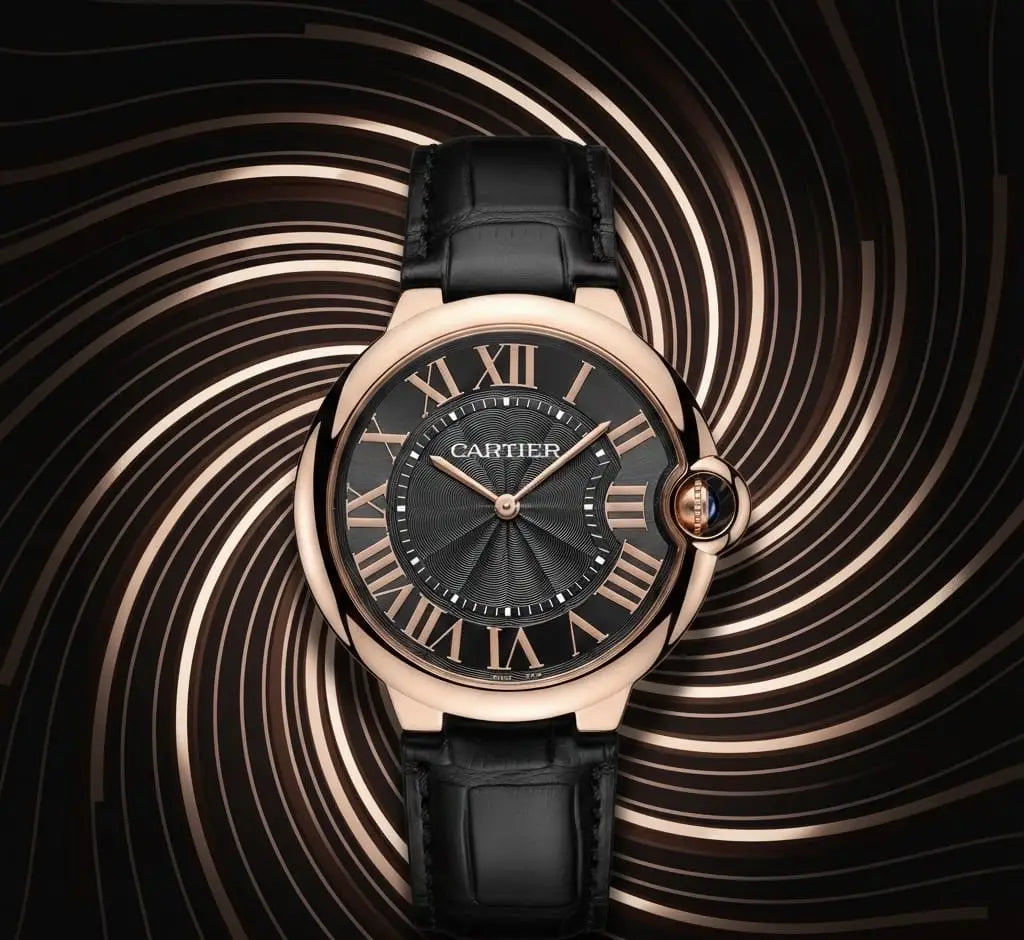 CARTIER BALLON BLACK ROSEGOLD WITH CROCO STRAP