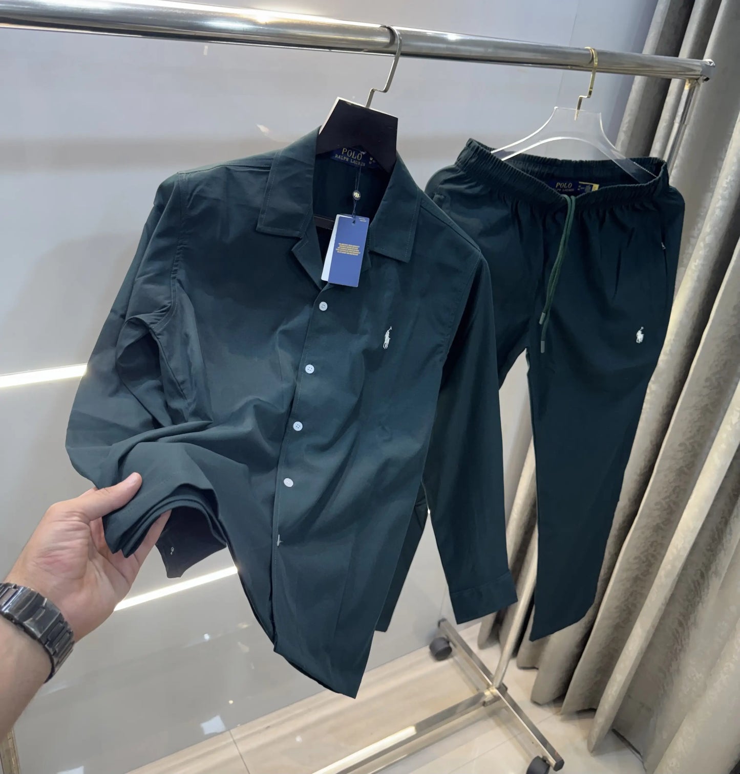 Ralph  Lauren Bottle Green Logo Work Premium Tracksuit