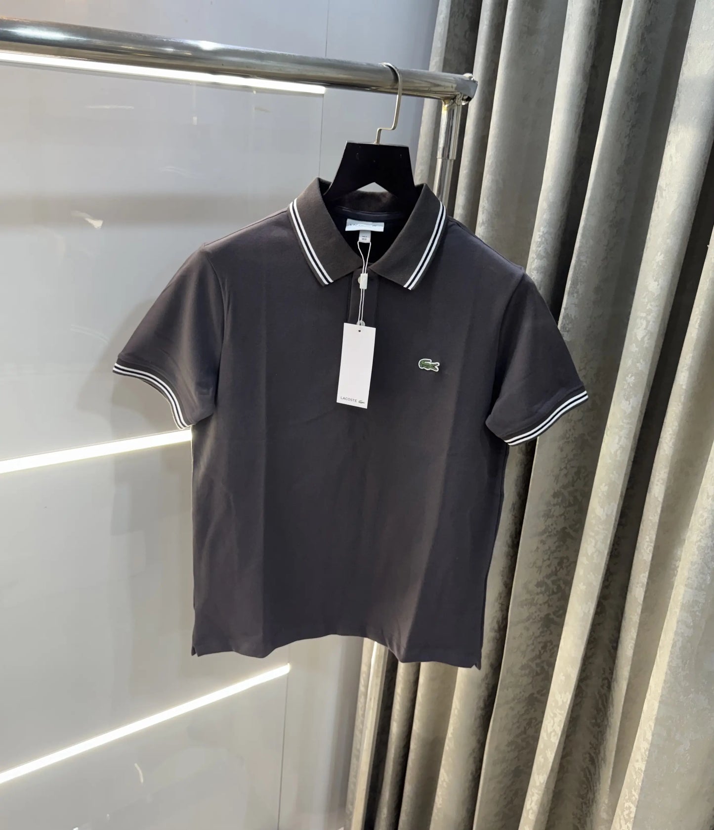 Lacost e Grey Embroidery Logo Premium Polo T-Shirt