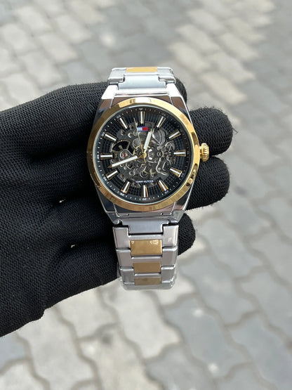 Tomm_y Hilfiger Chain Automatic Two Tone Black