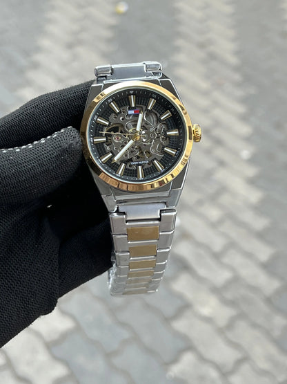 Tomm_y Hilfiger Chain Automatic Two Tone Black