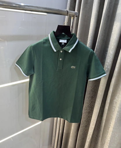 Lacost e Green Embroidery Logo Premium Polo T-Shirt