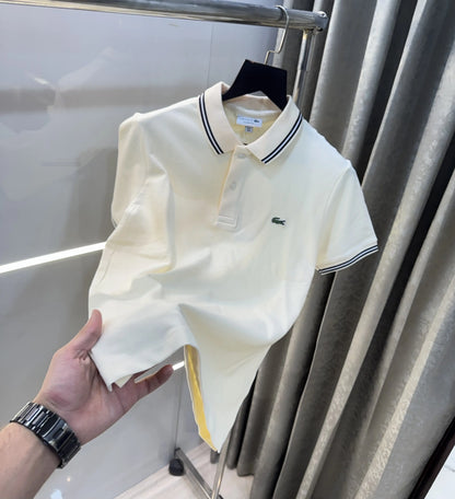 Lacost e Cream Embroidery Logo Premium Polo T-Shirt