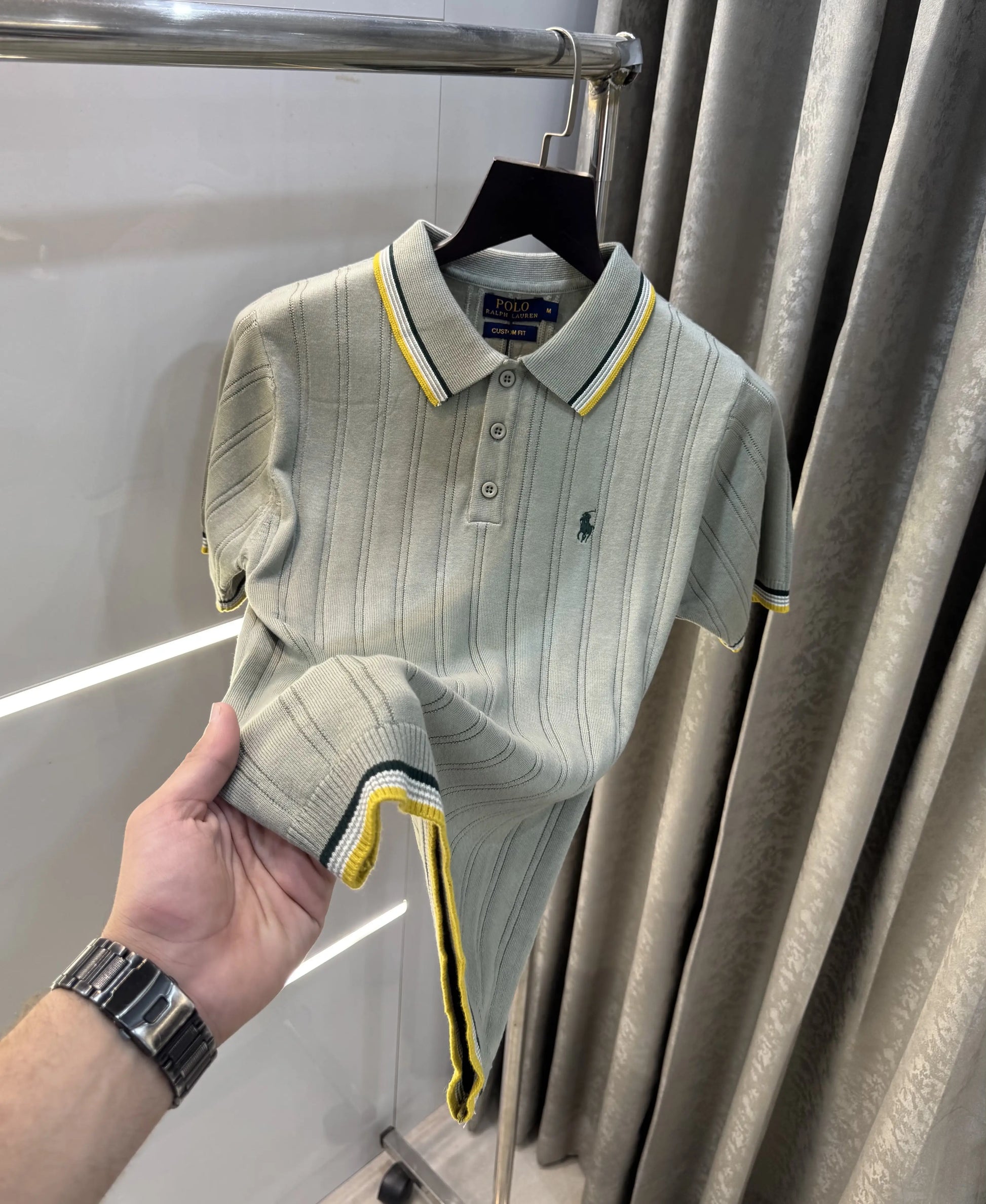 Ralph  Lauren Green Premium Knitted Polo T-Shirt
