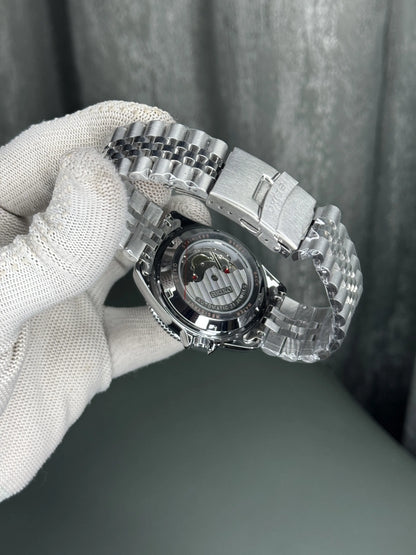 Seik o Gmt Silver Black Premium Watch