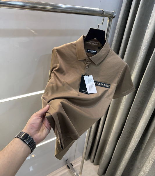 Balmai n Paris Brown Logo Work Imported Polo T-Shirt