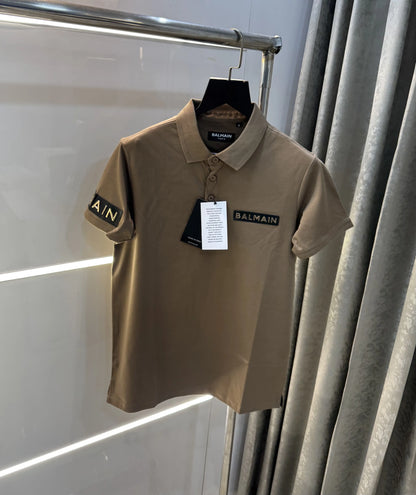 Balmai n Paris Brown Logo Work Imported Polo T-Shirt