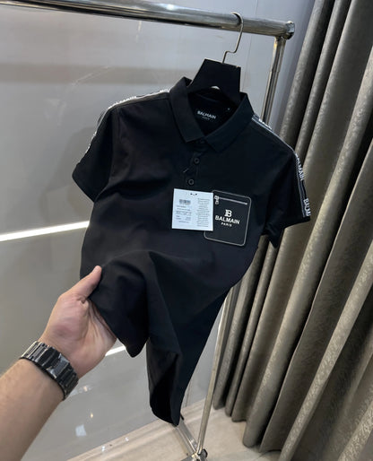Balmai n Paris Black A Logo Work Imported Polo T-Shirt
