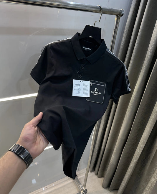 Balmai n Paris Black A Logo Work Imported Polo T-Shirt