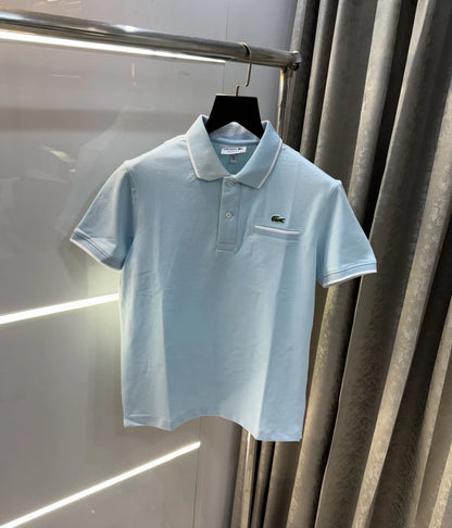 Lacost e Sky Blue Embroidery Logo Premium Polo T-Shirt