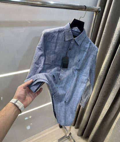 All Saints Blue Premium Linen Shirt