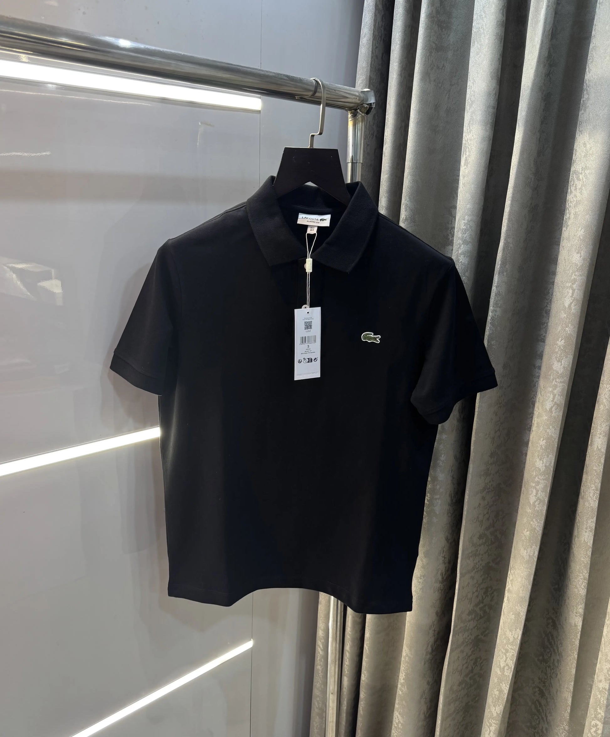 Lacost e Black Embroidery Logo Premium Polo T-Shirt