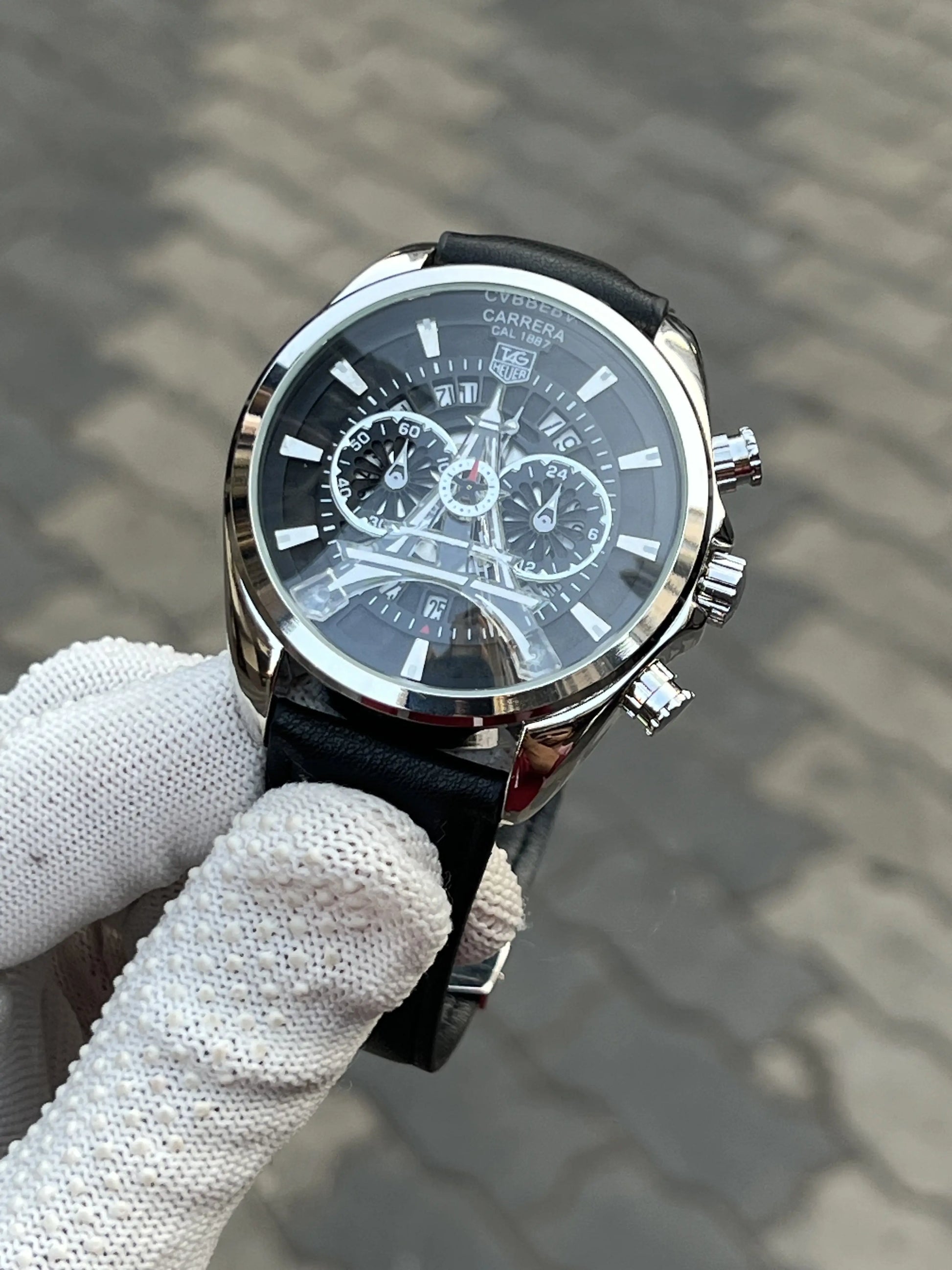 Tag Heuer Eiffel Tower Leather Black Silver