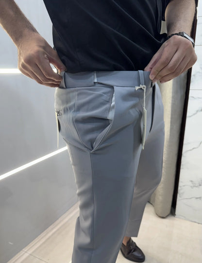 Gant Light Grey Premium Imported Belt Strech Trouser