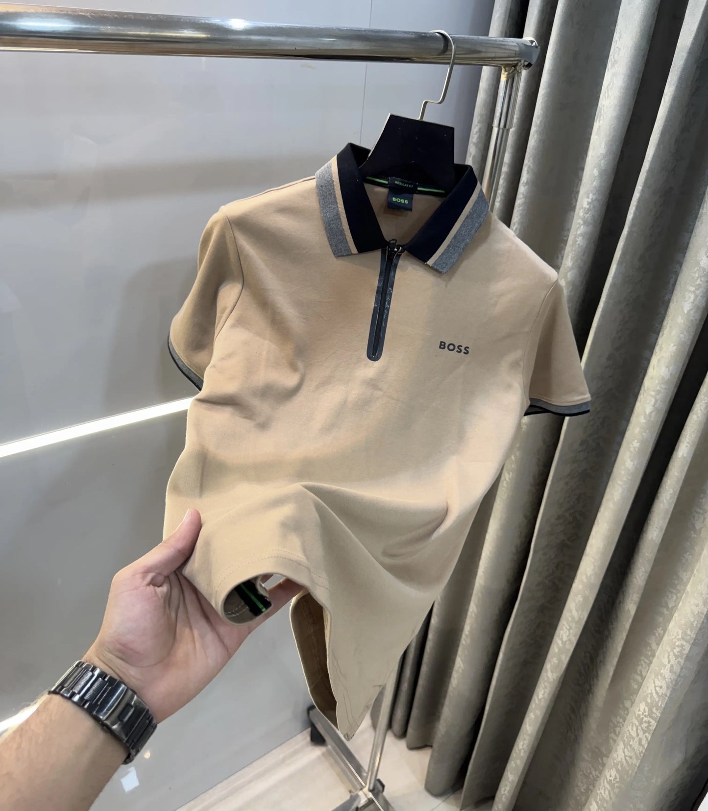 Hugo Boss Beige Premium Polo T-Shirt