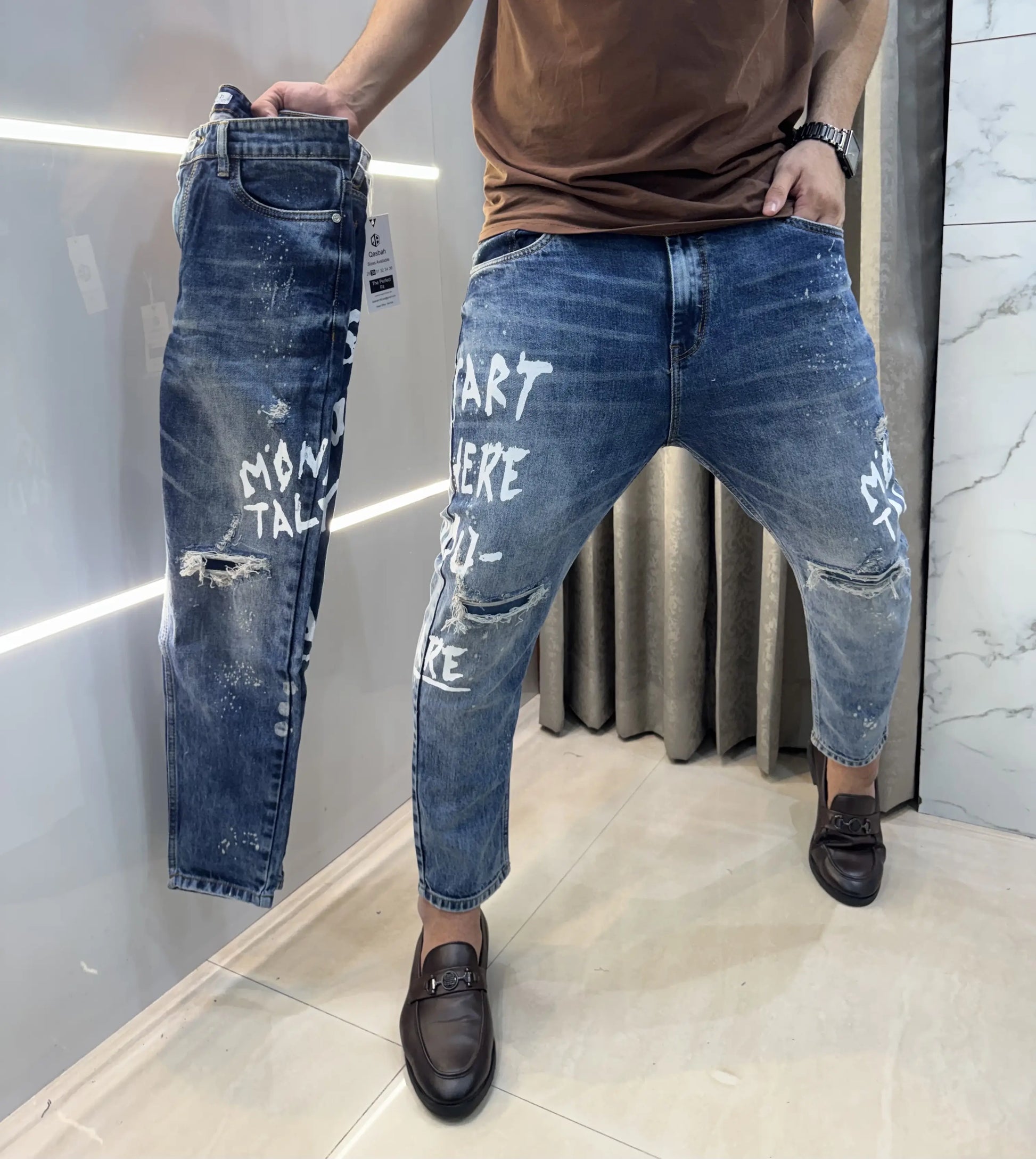 Qasbah Sky mid Blue Designer Imported Turkey Denim