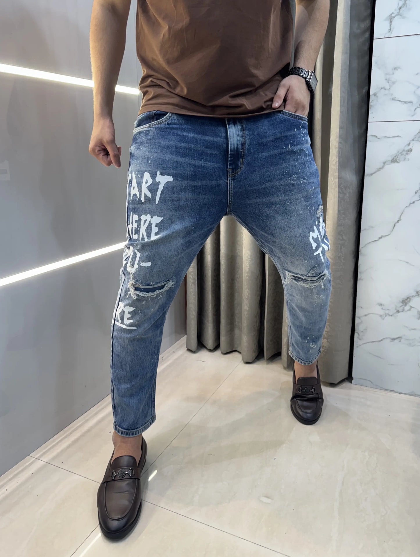 Qasbah Sky mid Blue Designer Imported Turkey Denim