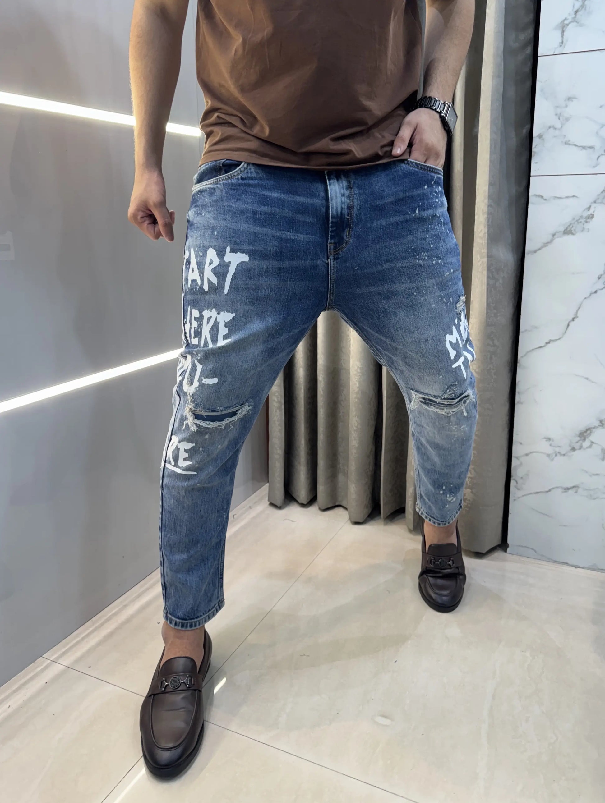 Qasbah Sky mid Blue Designer Imported Turkey Denim