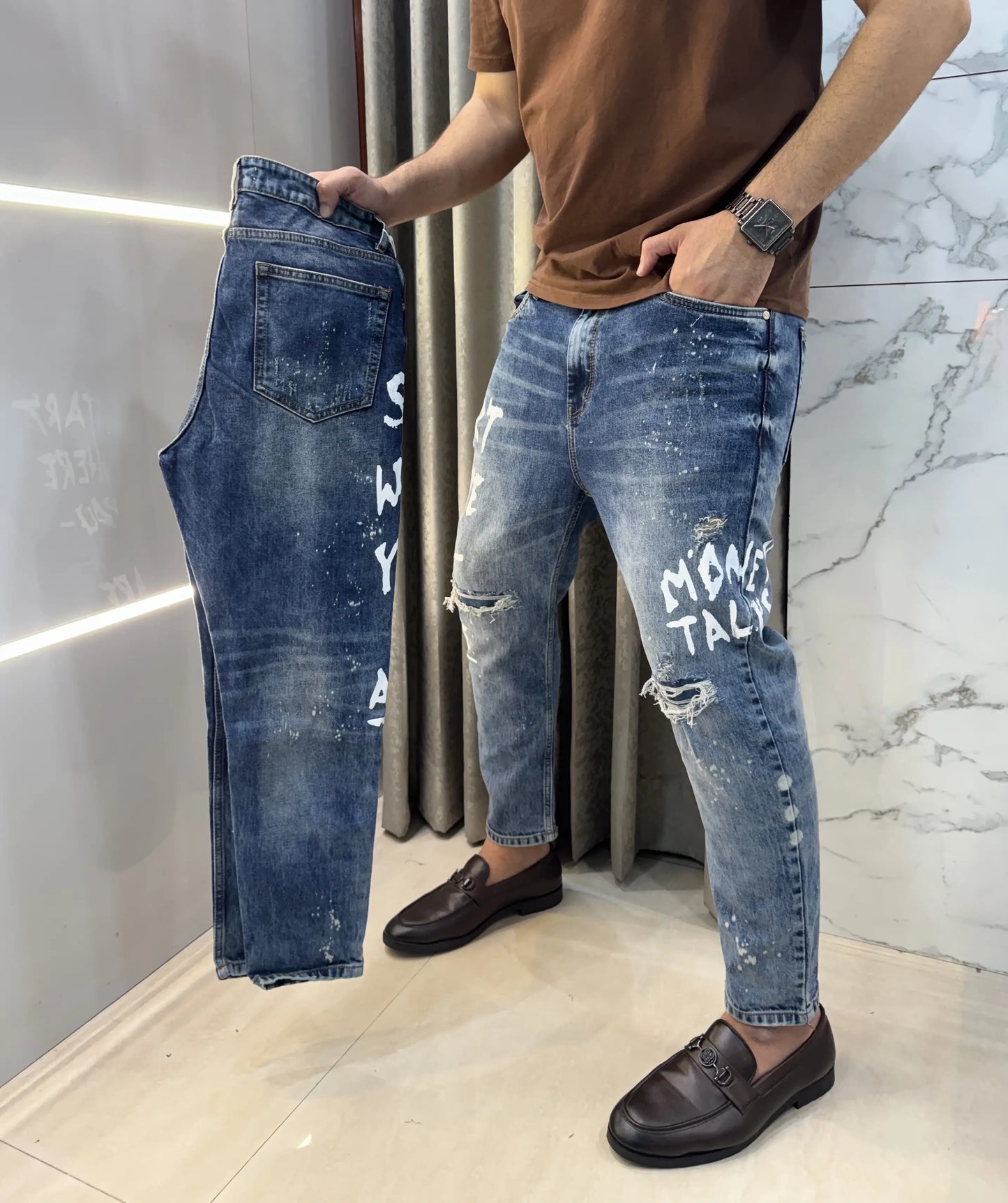 Qasbah Sky mid Blue Designer Imported Turkey Denim