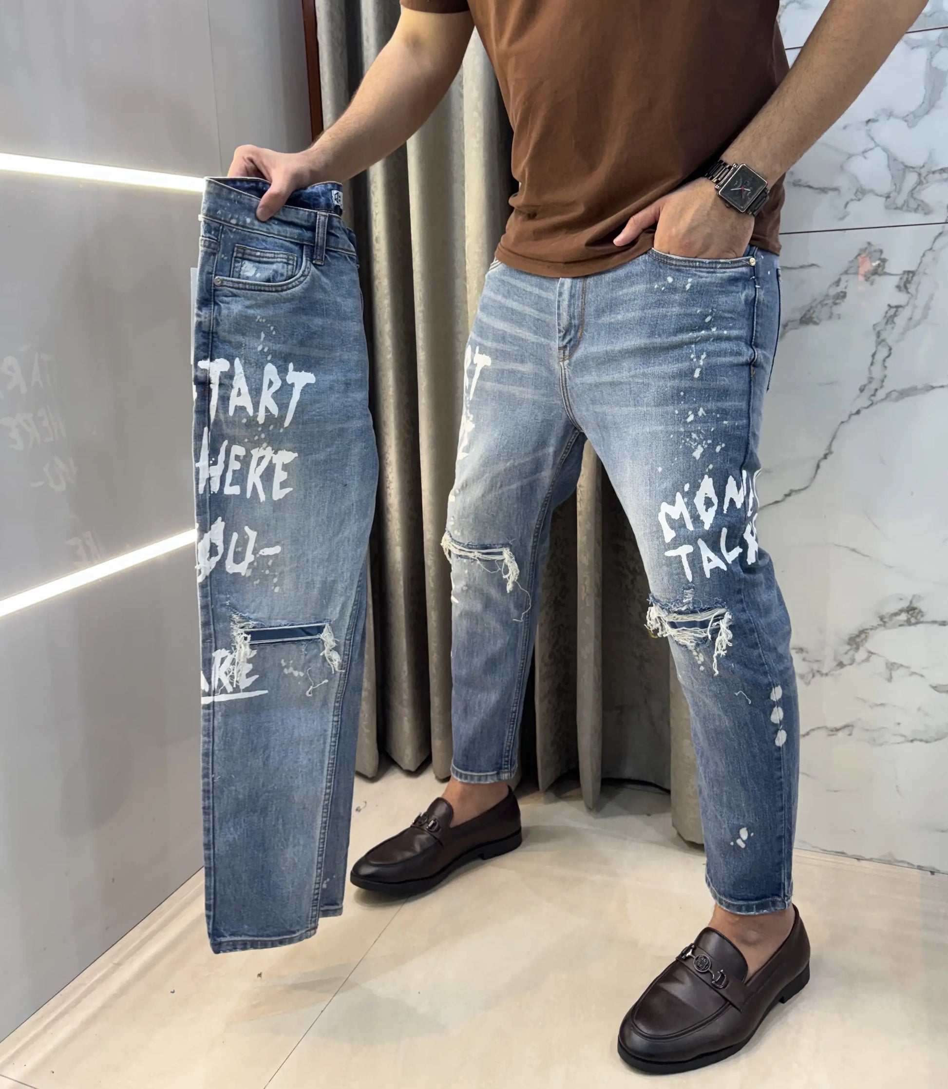 Qasbah Blue Designer Imported Turkey Denim