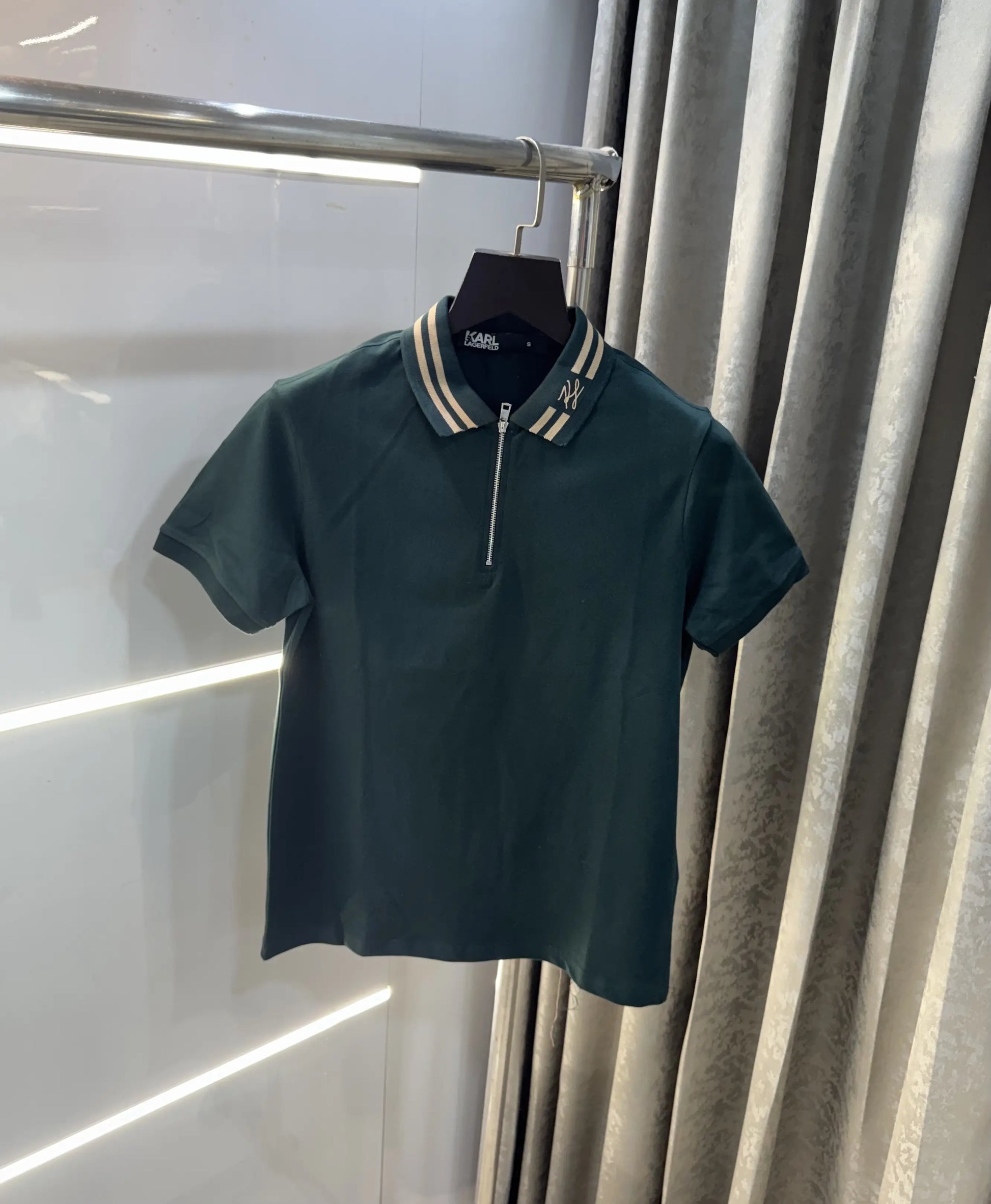 Karl Lagerfeld Bottle Green Logo Work Premium Polo T-Shirt