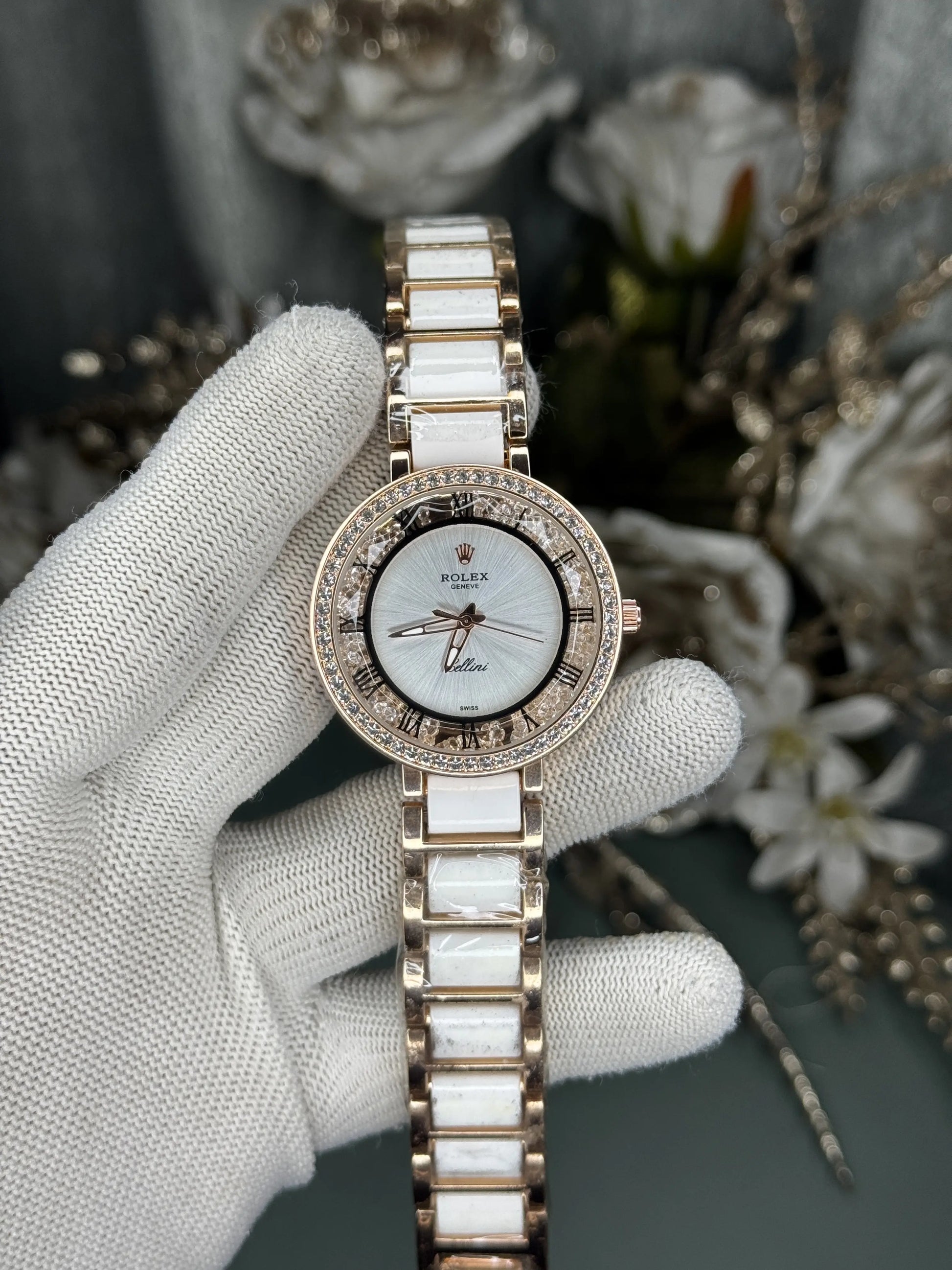 Role X Dual Tone White Dial Premium Ladies Watch