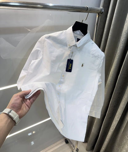 Ralph  Lauren White Embroidery Logo Classic Shirt