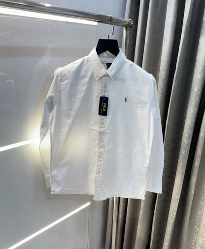 Ralph  Lauren White Embroidery Logo Classic Shirt