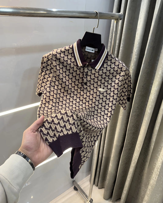 Lacost e Black Imported Knitted Polo T-Shirt