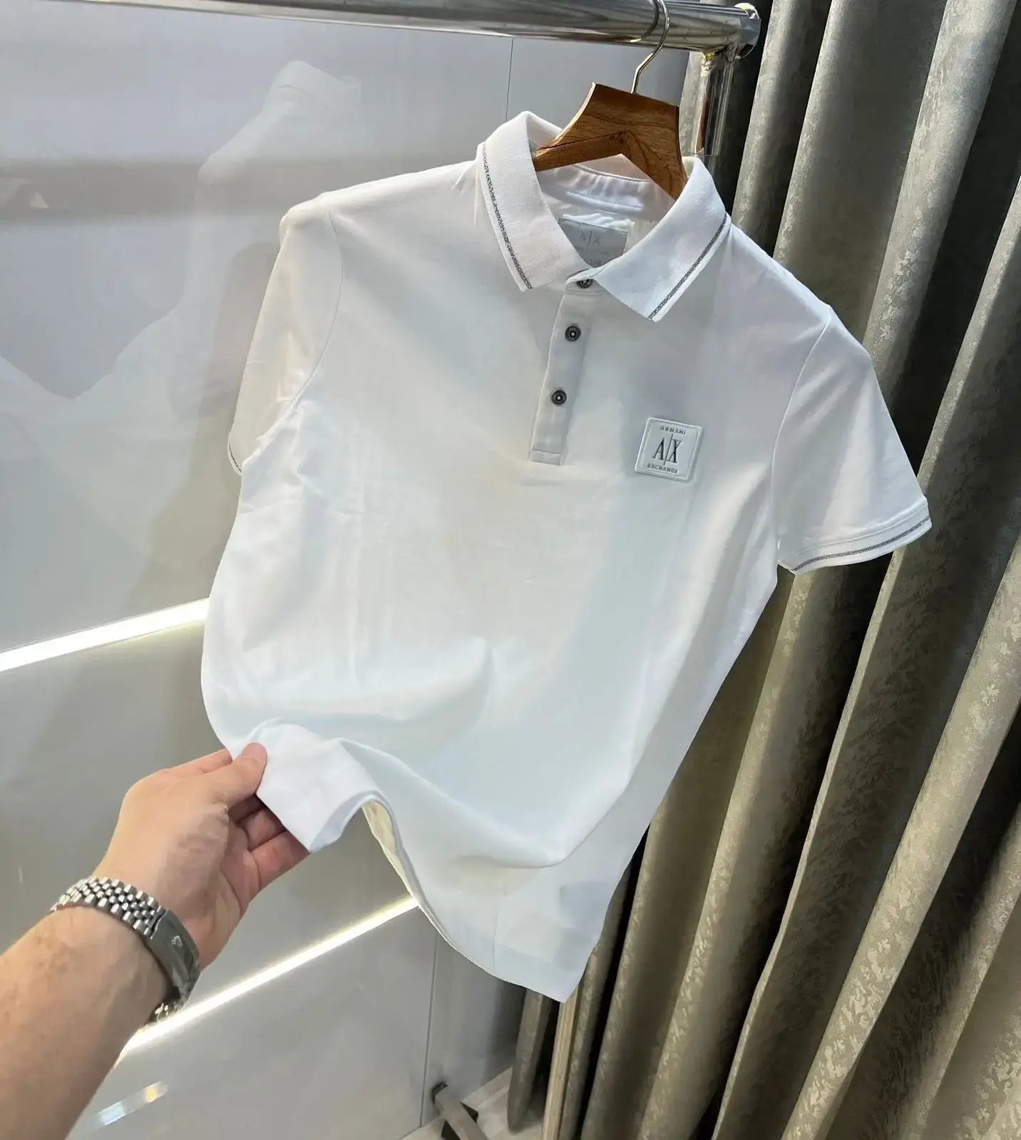 Arman i E_xchange White Patch Logo Premium Polo T-Shirt