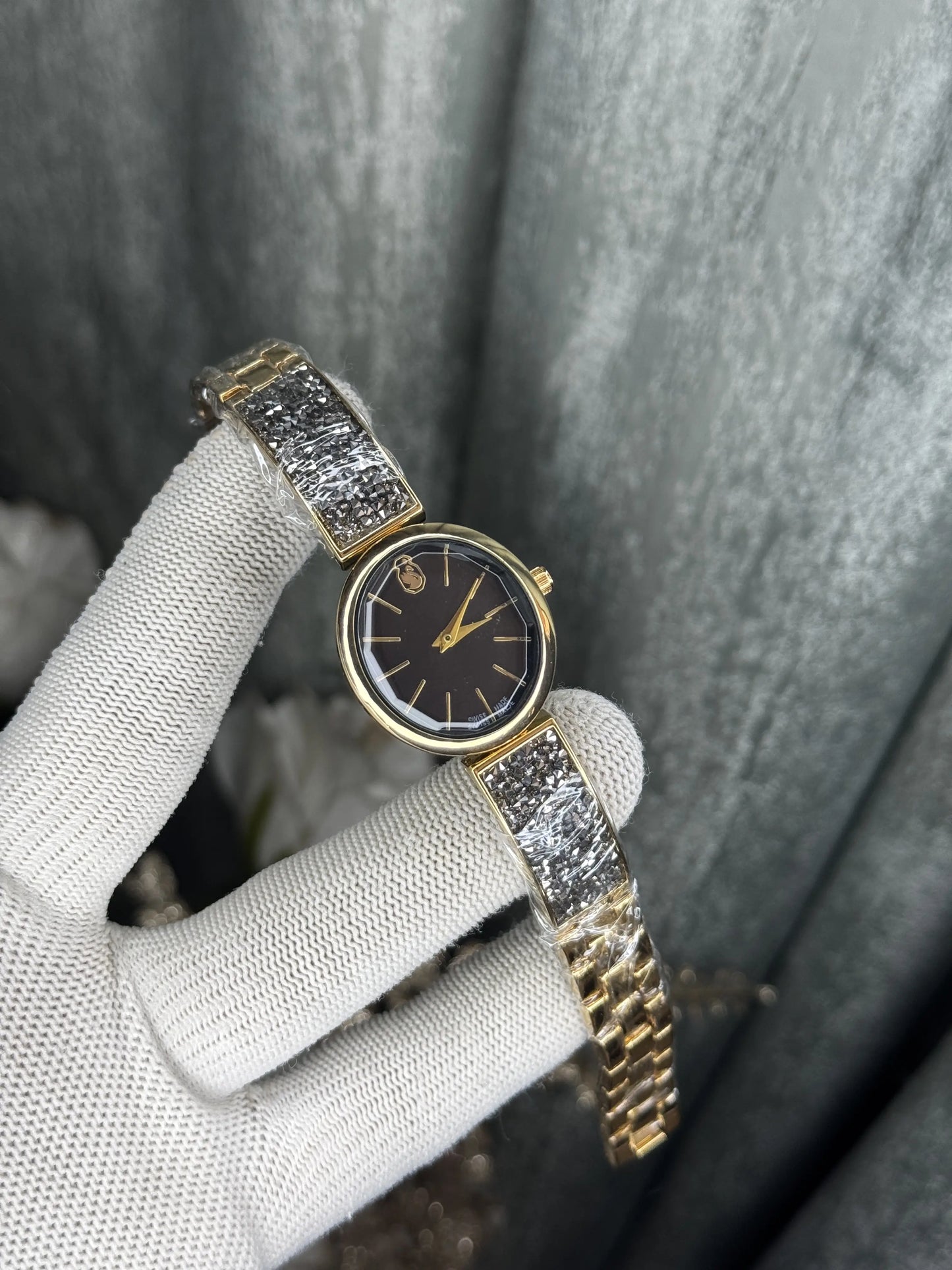 Swarovski Sparkle Gold Blue Premium Ladies Watch