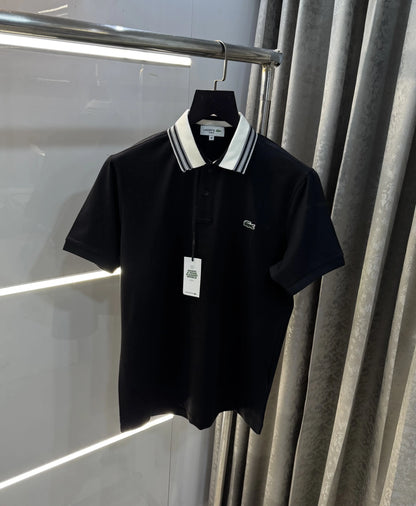 Lacost e Black Embroidery Logo Premium Polo T-Shirt