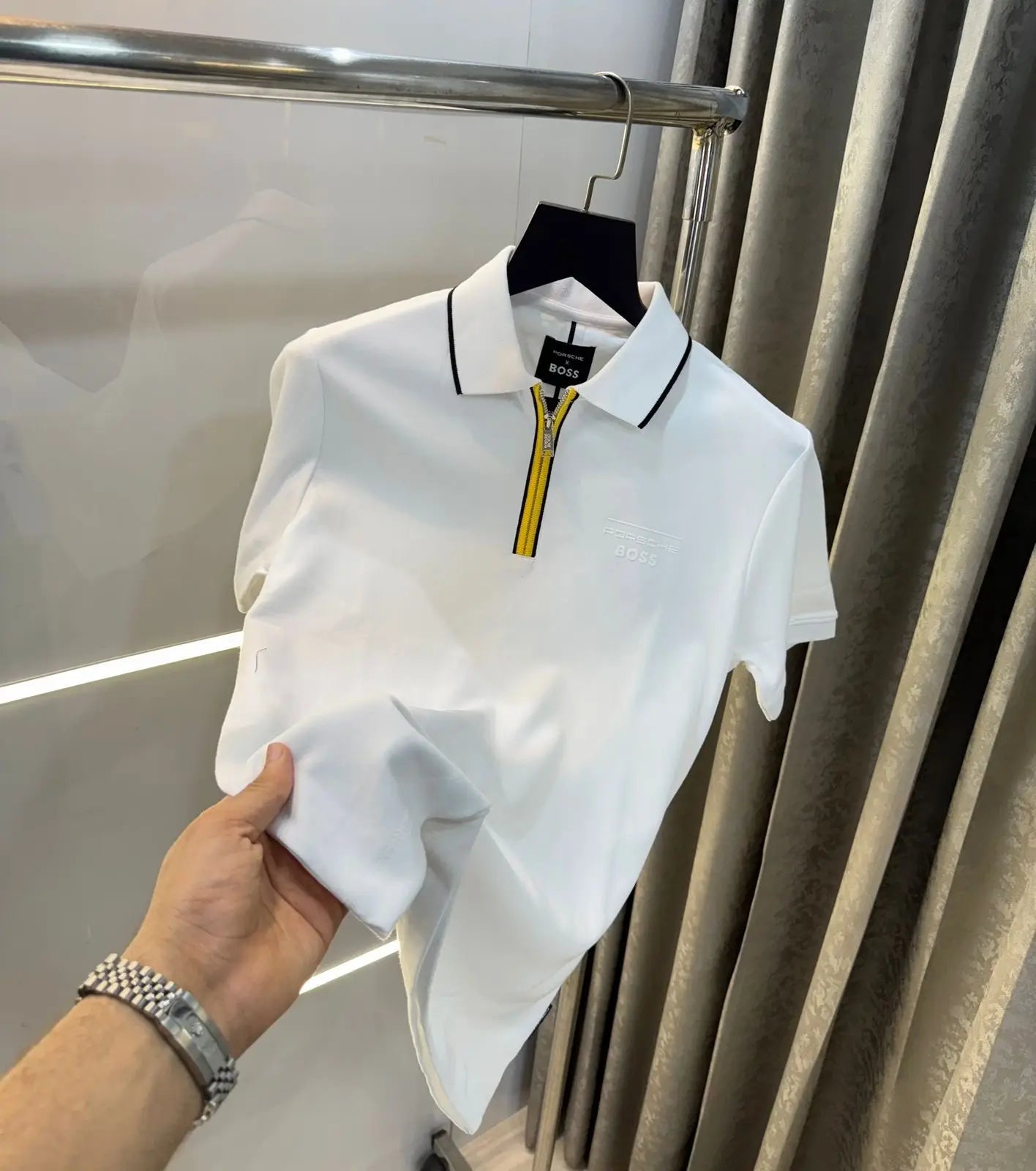 Hugo  Boss White Porsche Limited Edition Premium Polo T-shirt