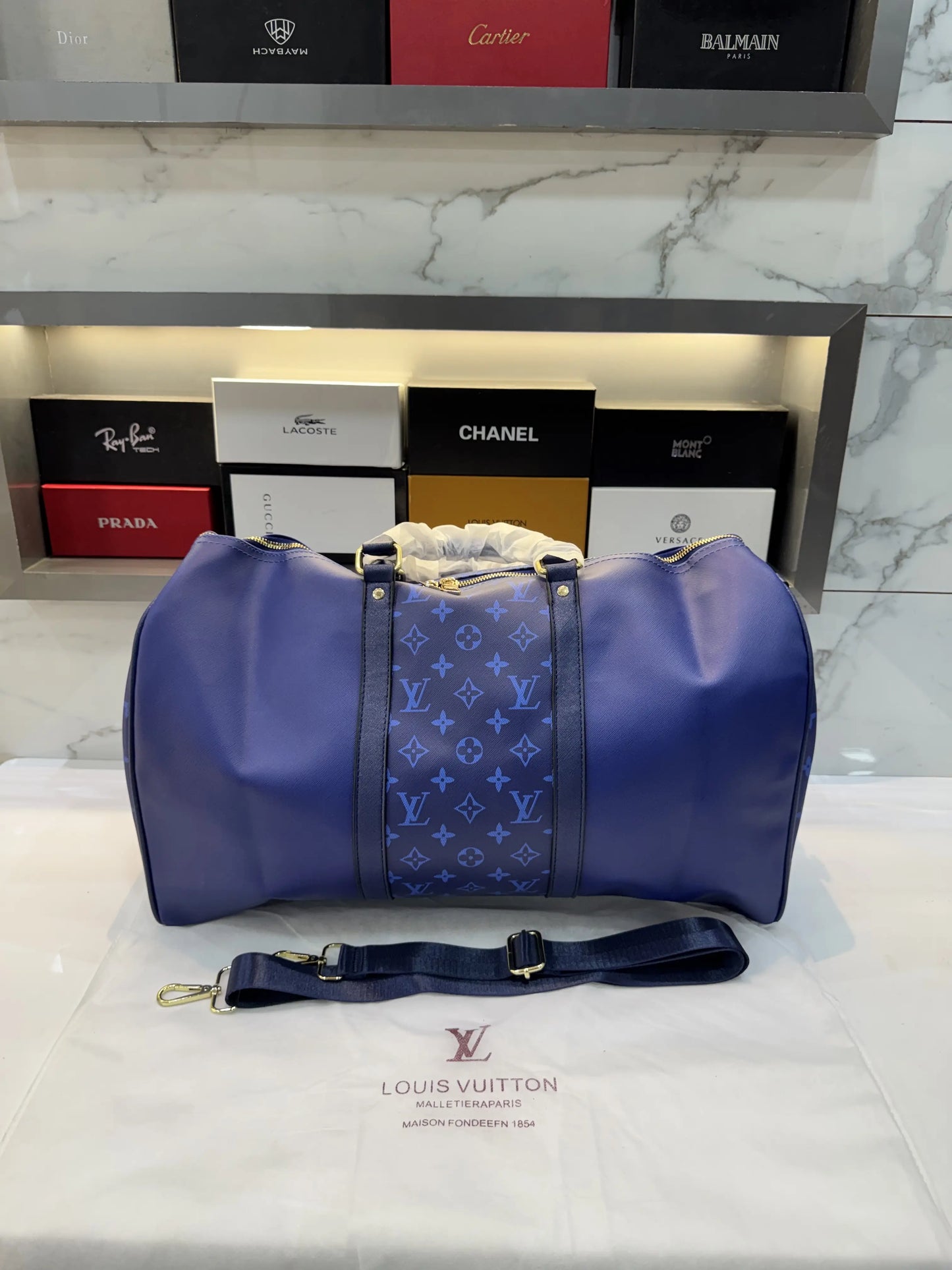 Louis Vuitton Blue Monogram Premium Duffel Bag