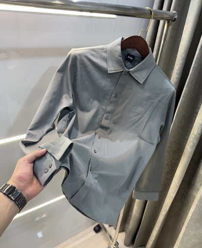 Hugo Bos s Grey Embroidery Logo Imported Shirt